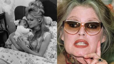 Η Μπριζίτ Μπαρντό σε νεαρή ηλικία με τον γιο της Νικολά Σαρριέ και τον Ζακ Σαρριέ