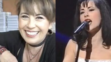 Η Ελίνα Κωνσταντοπούλου σήμερα στο κατάστημά της και φωτογραφία από τη συμμετοχή της στη Eurovision