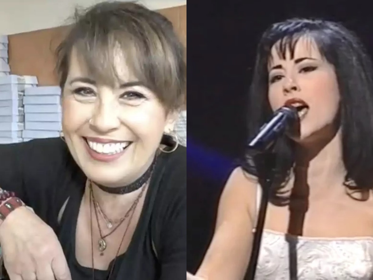 Η Ελίνα Κωνσταντοπούλου σήμερα στο κατάστημά της και φωτογραφία από τη συμμετοχή της στη Eurovision