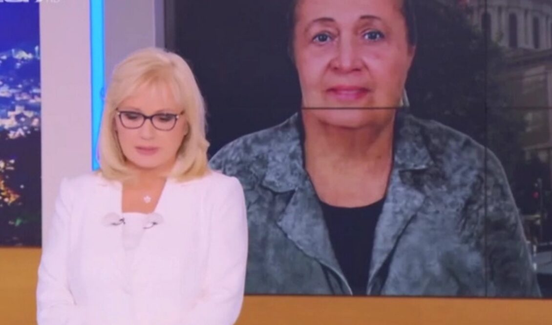 Η Αγγελική Νικολούλη στο πλατό της εκπομπής «Φως στο Τούνελ» κατά τη διάρκεια της έρευνας για την υπόθεση στο Κολωνάκι