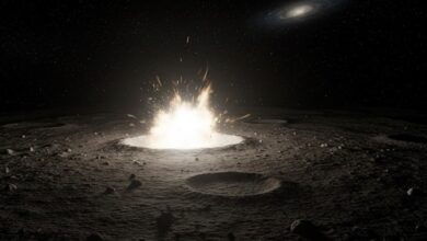 Λάμψη από σύγκρουση μετεωρίτη στην επιφάνεια της Σελήνης κατά τη διάρκεια της νύχτας