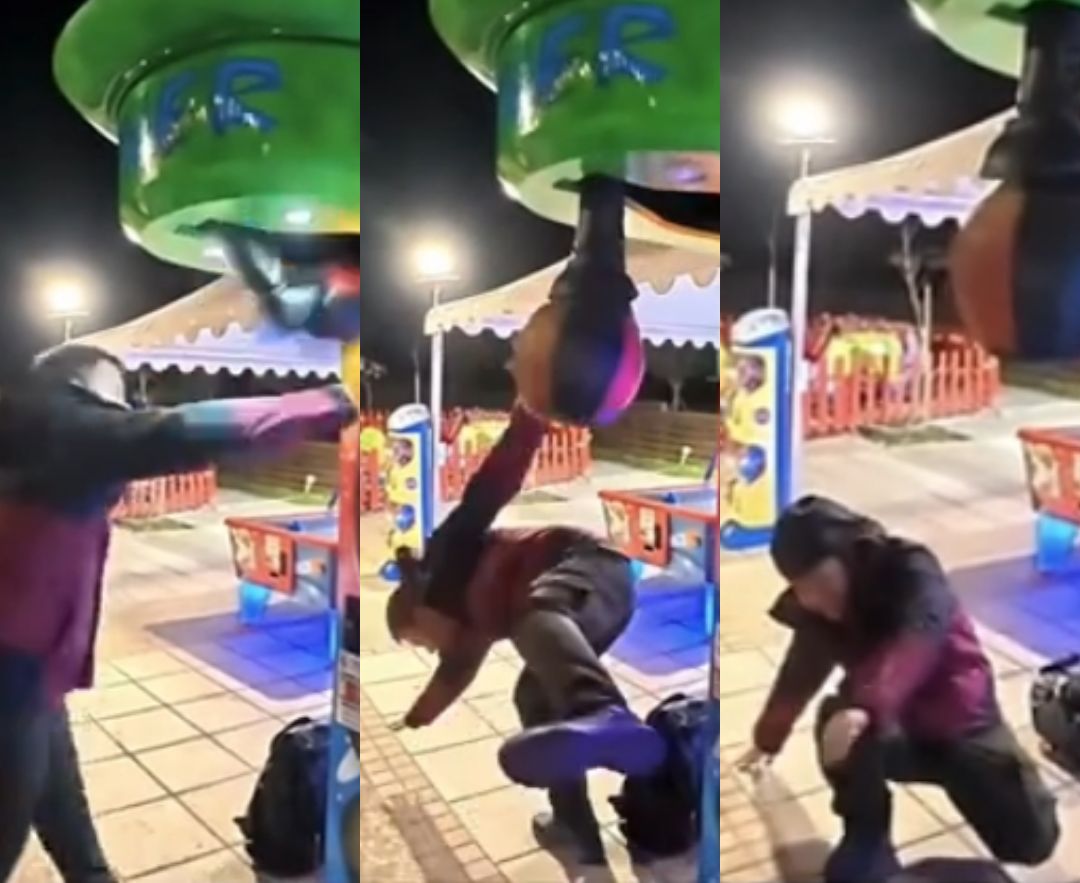 Ο παρουσιαστής Ευτύχης Μπλέτσας και η επική τούμπα του σε χριστουγεννιάτικο πάρκο της Θεσσαλονίκης