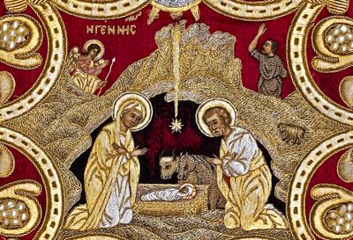 Η εικόνα της Γέννησης του Χριστού στο σπήλαιο της Βηθλεέμ με την Παναγία και τον Ιωσήφ