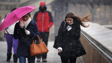 Χιονισμένο τοπίο σε ορεινή περιοχή της Ελλάδας με έντονη χιονόπτωση και χαμηλή ορατότητα κατά τη διάρκεια της νέας κακοκαιρίας