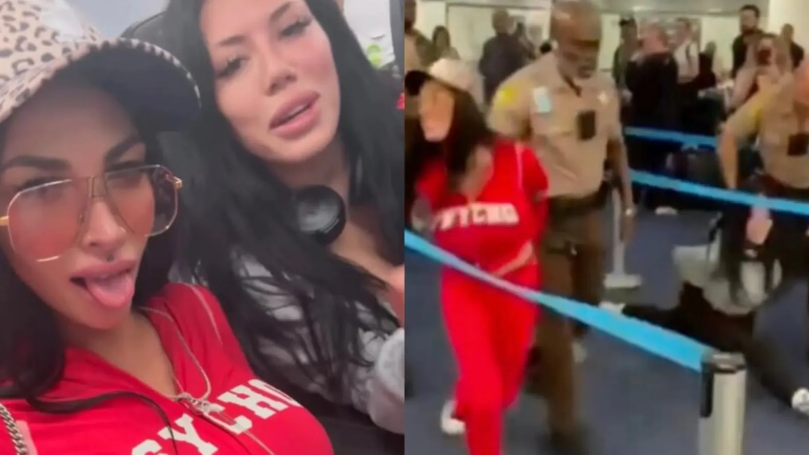 Τα μοντέλα του OnlyFans, Sania Blanchard και Jordan Lantry, κατά τη διάρκεια της σύλληψής τους στο αεροδρόμιο του Μαϊάμι