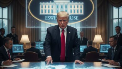 Ο Ντόναλντ Τραμπ και ο χάρτης της Γροιλανδίας με το λογότυπο του Λευκού Οίκου