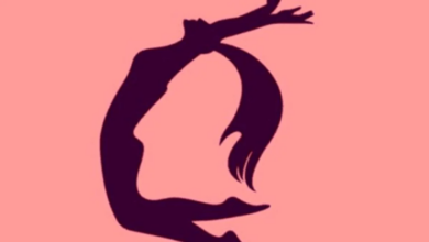 Εικόνα τεστ προσωπικότητας με γυναίκα που χορεύει και πρόσωπο άνδρα για να αποκαλυφθεί η κρυφή δύναμη