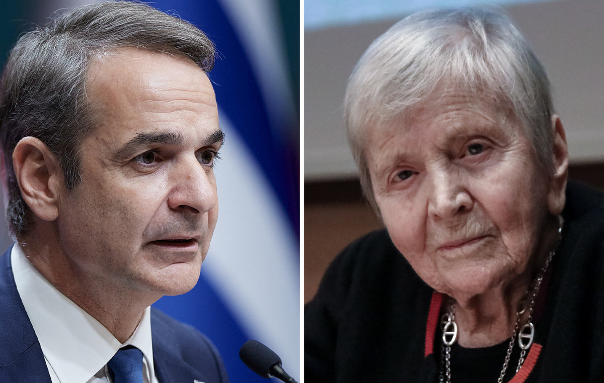 Ο Κυριάκος Μητσοτάκης εκφωνεί τον επικήδειο λόγο στην κηδεία της Ελένης Γλύκατζη-Αρβελέρ στη Μητρόπολη Αθηνών