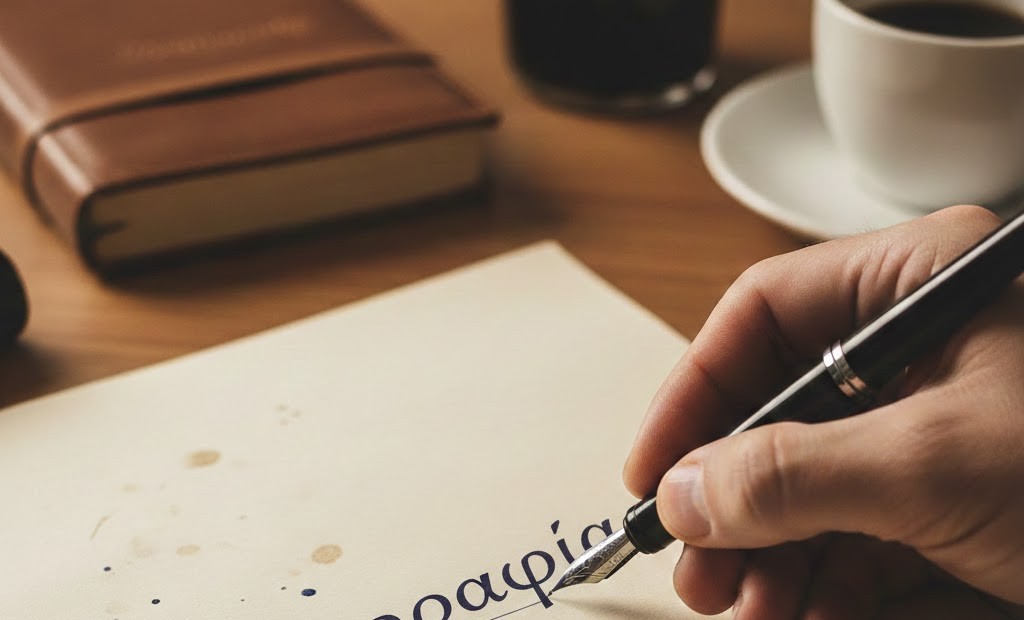 Χειρόγραφη λέξη σε χαρτί με στυλό