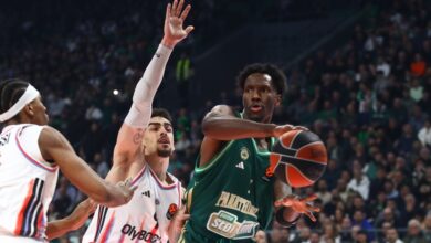 Στιγμιότυπο από την αναμέτρηση του Παναθηναϊκού με την Παρί στο ΟΑΚΑ για την 29η αγωνιστική της EuroLeague