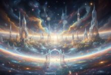 Καλλιτεχνική απεικόνιση του κοσμολογικού ορίζοντα και του απείρου σύμπαντος όπου τοποθετείται η θεωρία για τον Παράδεισο