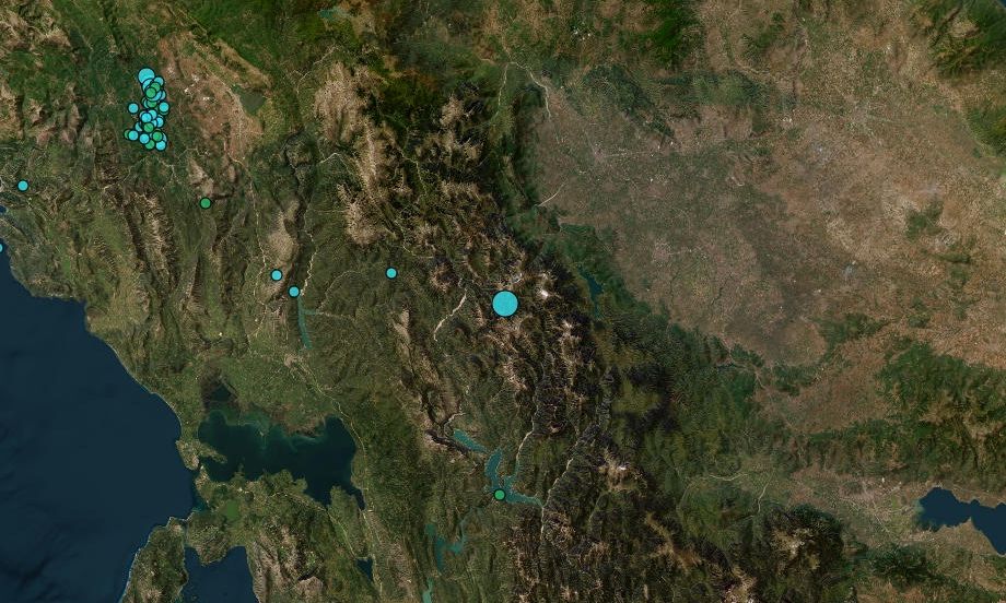 Χάρτης με το επίκεντρο του ισχυρού σεισμού 4,7 Ρίχτερ στην περιοχή της Καρδίτσας