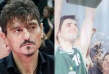 Η στιγμή που κατεβαίνει το λάβαρο του Ντέγιαν Μποντιρόγκα από την οροφή του ΟΑΚΑ από την ΚΑΕ Παναθηναϊκός