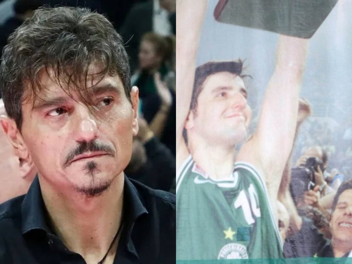 Η στιγμή που κατεβαίνει το λάβαρο του Ντέγιαν Μποντιρόγκα από την οροφή του ΟΑΚΑ από την ΚΑΕ Παναθηναϊκός