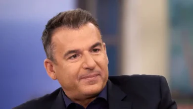 Ο παρουσιαστής Γιώργος Λιάγκας στο πλατό της εκπομπής Το Πρωινό στον ΑΝΤ1 κατά τη διάρκεια της τοποθέτησής του