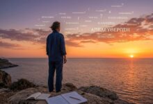 Ένας άνθρωπος που κοιτάζει τον ορίζοντα, συμβολίζοντας την απελευθέρωση του μυαλού μέσα από ερωτήσεις αυτογνωσίας