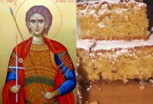 Η εικόνα του Αγίου Φανουρίου που κρατάει αναμμένο κερί και σταυρό, πλαισιωμένη από σκηνές του μαρτυρίου του