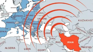 Χάρτης της Ανατολικής Μεσογείου που δείχνει την απόσταση μεταξύ Ιράν και της βάσης της Σούδας στην Κρήτη