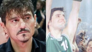 Η στιγμή που κατεβαίνει το λάβαρο του Ντέγιαν Μποντιρόγκα από την οροφή του ΟΑΚΑ από την ΚΑΕ Παναθηναϊκός