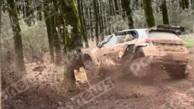 Το Skoda Fabia RS του Γιάννη Παπαδημητρίου μετά τη σύγκρουση στο Ολυμπιακό Ράλλυ