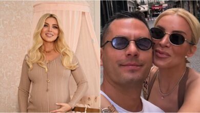 Η παρουσιάστρια Κατερίνα Καινούργιου σε τρυφερή στιγμή μετά τη γέννηση της κόρης της στο μαιευτήριο.