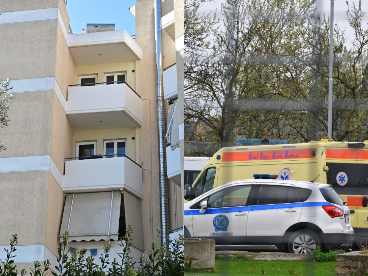 Περιπολικά της ΕΛ.ΑΣ. έξω από την πολυκατοικία στο Μαρούσι όπου σημειώθηκε η διπλή πτώση της 27χρονης