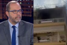 Πυροσβεστικά οχήματα και επιχείρηση κατάσβεσης σε πολυκατοικία στην Πάτρα μετά από φονική πυρκαγιά