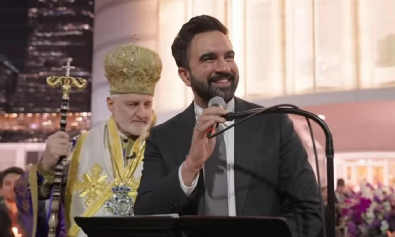 Ο Δήμαρχος Νέας Υόρκης Ζοχράν Μαμντάνι με τον Αρχιεπίσκοπο Ελπιδοφόρο στον Άγιο Νικόλαο