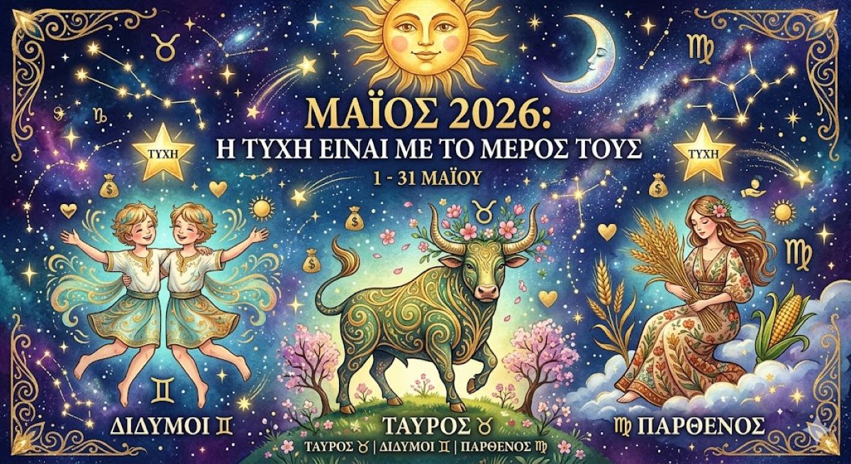 Τα τρία ζώδια που θα έχουν την τύχη με το μέρος τους τον Μάιο σε φόντο με αστέρια