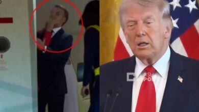 Ο Ντόναλντ Τραμπ κατά τη διάρκεια της ομιλίας του στον Λευκό Οίκο όπου εξαπέλυσε επίθεση στον Εμανουέλ Μακρόν