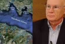 Γραφική απεικόνιση των ρηγμάτων στον Κορινθιακό Κόλπο με σεισμογράφους σε κατάσταση καταγραφής.
