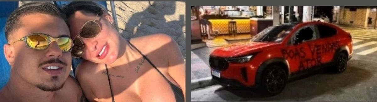 Η Αντρέσα Ουράχ και το κατεστραμμένο αυτοκίνητο του πρώην συζύγου της μετά το βίαιο ξέσπασμα ζήλιας