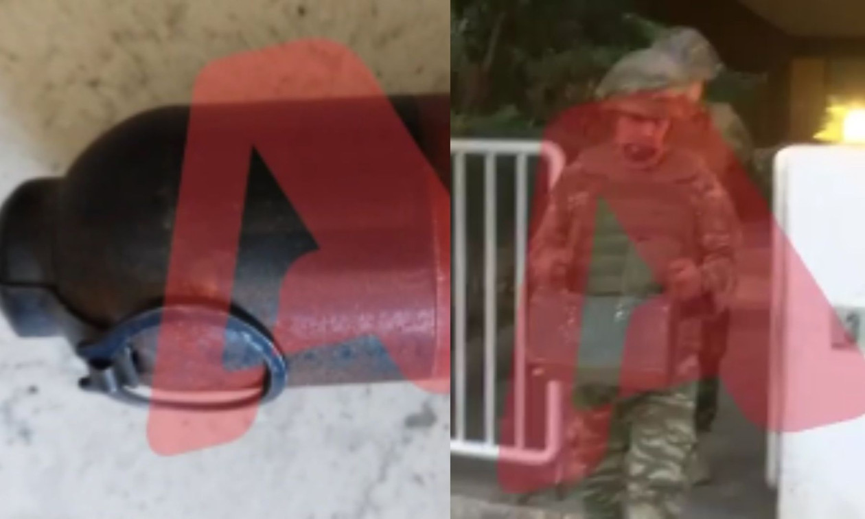 Ειδικό κλιμάκιο του Στρατού έξω από την πολυκατοικία όπου εντοπίστηκαν οι ενεργοί όλμοι στην Αγία Παρασκευή