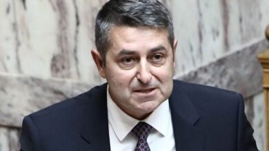Ο υφυπουργός παρά τω πρωθυπουργώ Γιώργος Μυλωνάκης σε επίσημη εμφάνιση.
