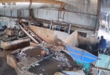 Στιγμιότυπο από κάμερα ασφαλείας σε εργοστάσιο στο Βιετνάμ τη στιγμή του ατυχήματος με βιομηχανικό τεμαχιστή