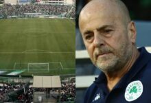 Το ιστορικό γήπεδο της Λεωφόρου Αλεξάνδρας φωτισμένο πριν από αγώνα του Παναθηναϊκού